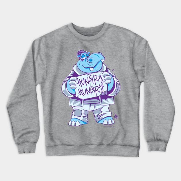 Hungry Hippo Crewneck Sweatshirt by elblackbat